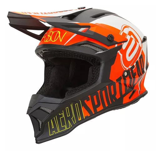 capacete motocross asw fusion 2.0 cor preto laranja branco