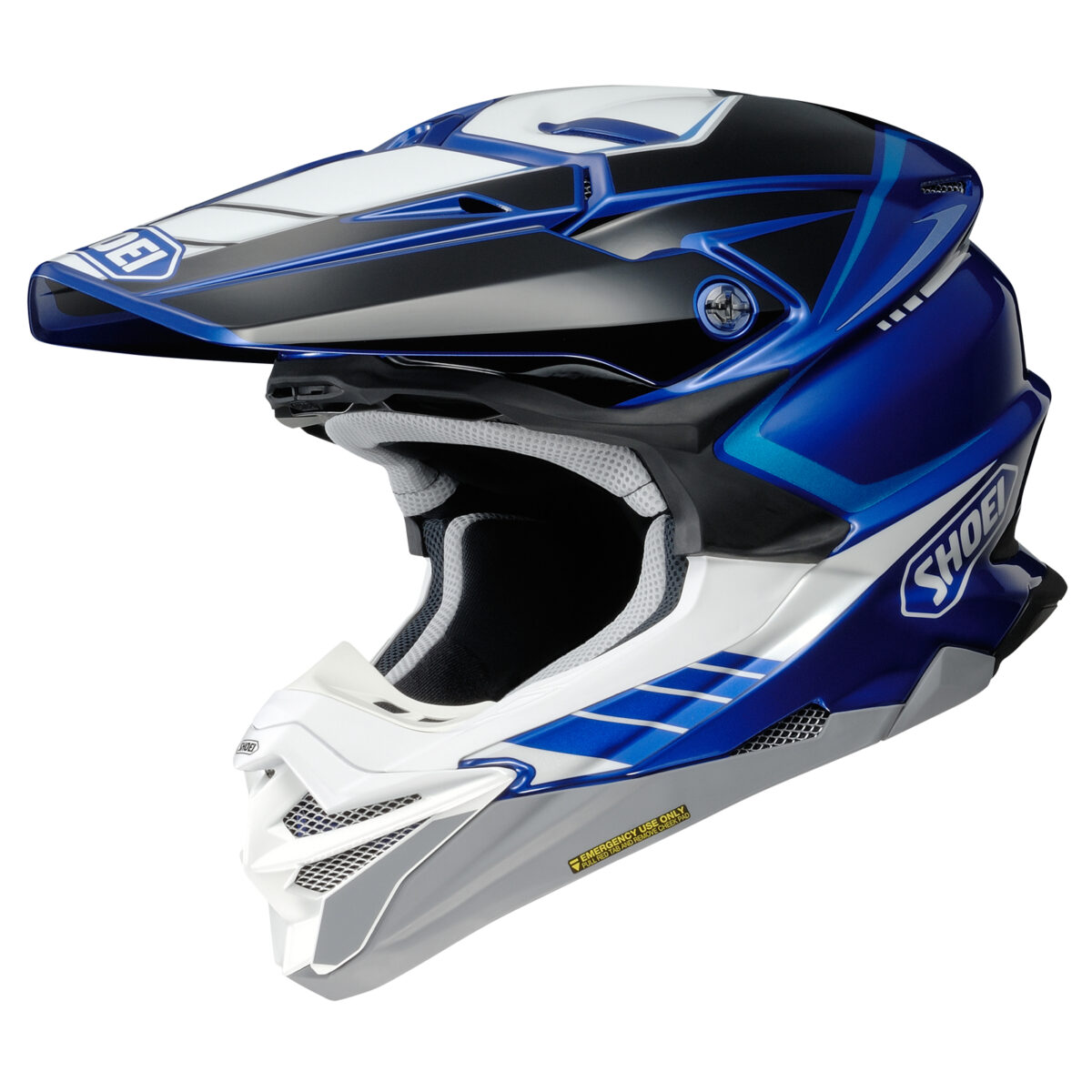 foto do capacete de motocross shoei vfx evo azul