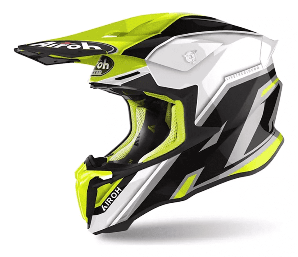 capacete infantil motocross airoh twist 2.0 amarelo e branco