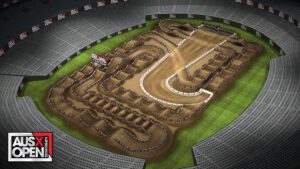 imagem do desenho track map da pista da corrida do AUSX Open 2024 campeonato australiano de supercross, no marvel stadium na cidade de Melbourne, Austrália.