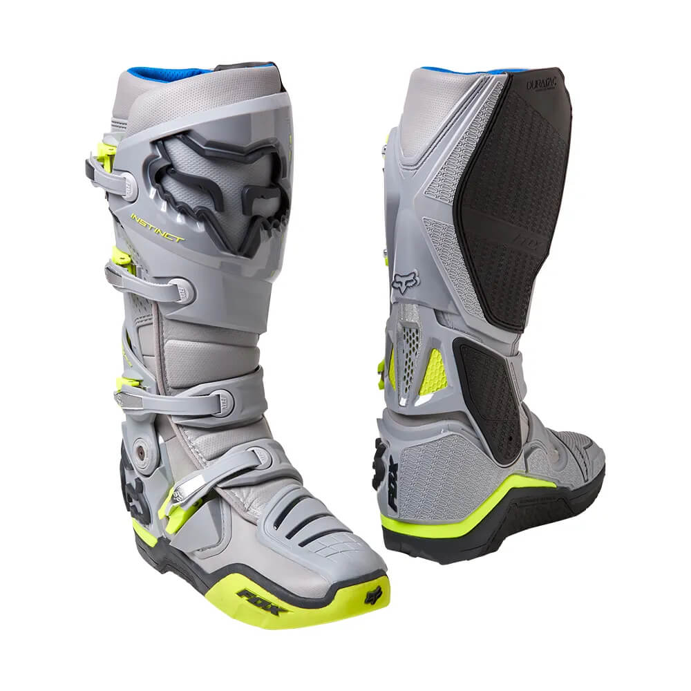 foto da bota de motocross fox instinct cor cinza