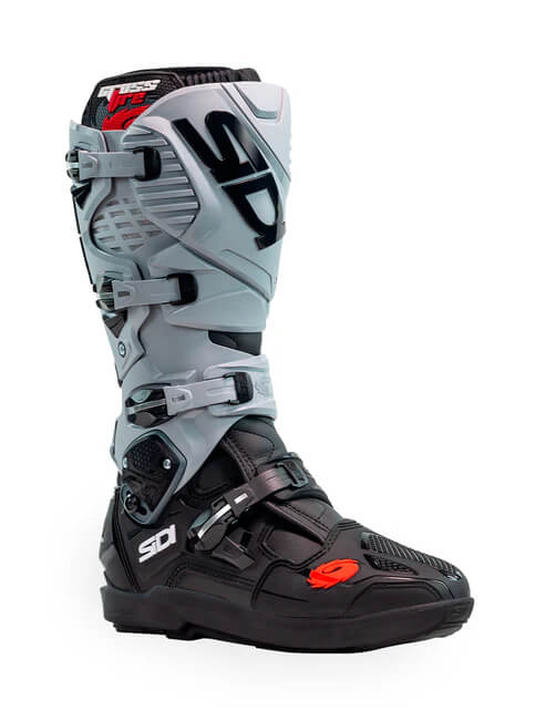 foto da bota de motocross sidi crossfire 3 srs cor cinza e preto.