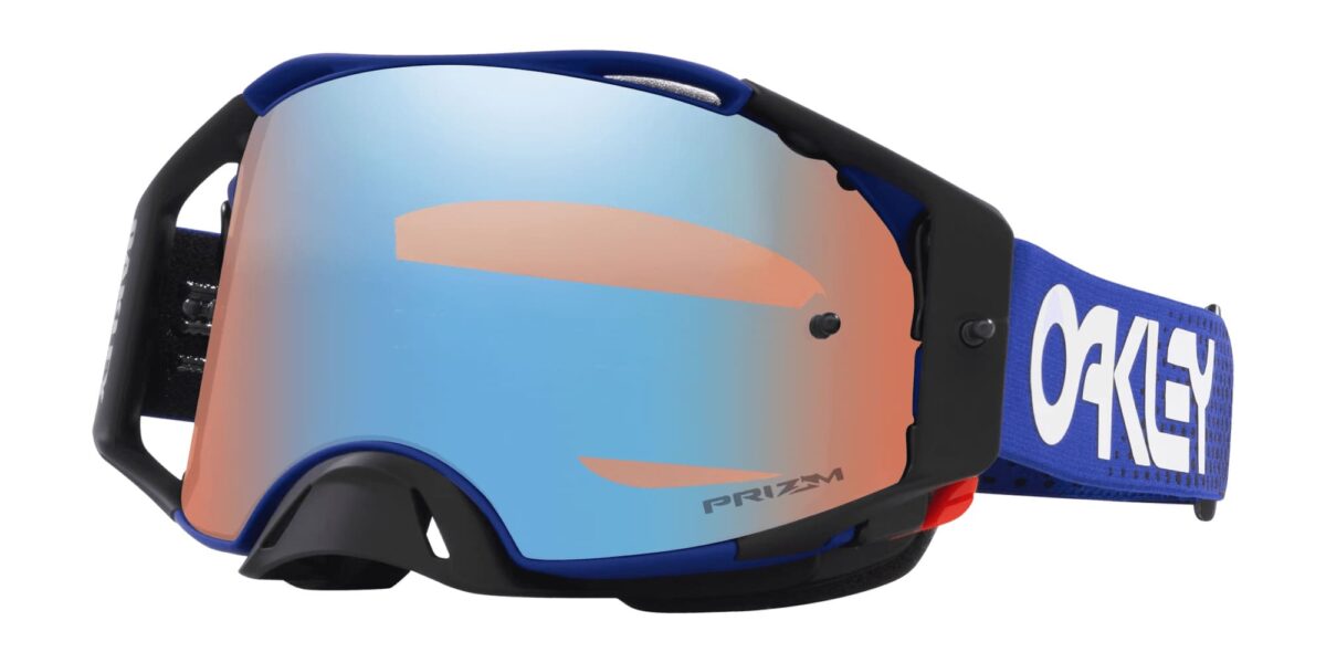 óculos para motocross oakley airbrake azul, lentes prizm mx sapphire iridium. considerado um dos melhores óculos de motocross em 2024.