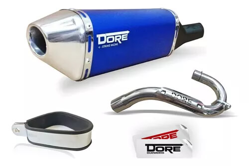 escapamento dore para crf 230 azul, cano e ponteira dore para crf 230.